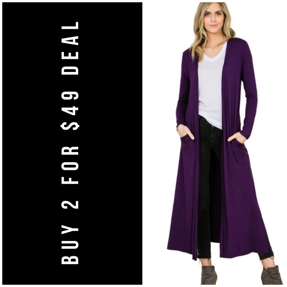 ☀️EGGPLANT MAXI CARDIGAN DUSTER